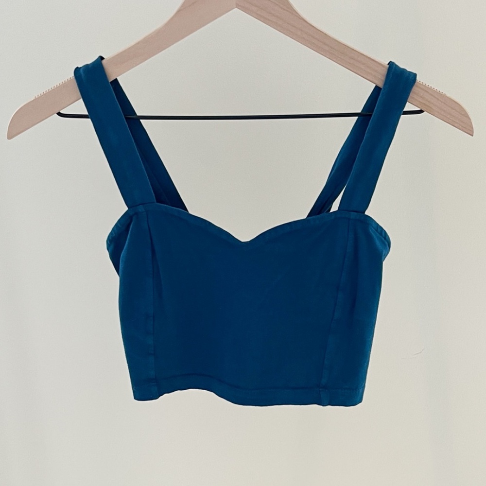 Teal Caged Back Crop Top